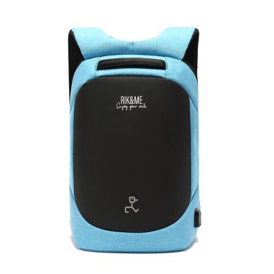 mochila antirrobo original azul con USB de RIK&ME