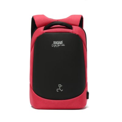 mochila antirrobo original roja con USB de RIK&ME