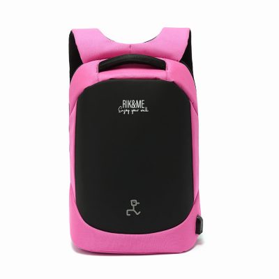mochila antirrobo Original rosa USB de RIK&ME