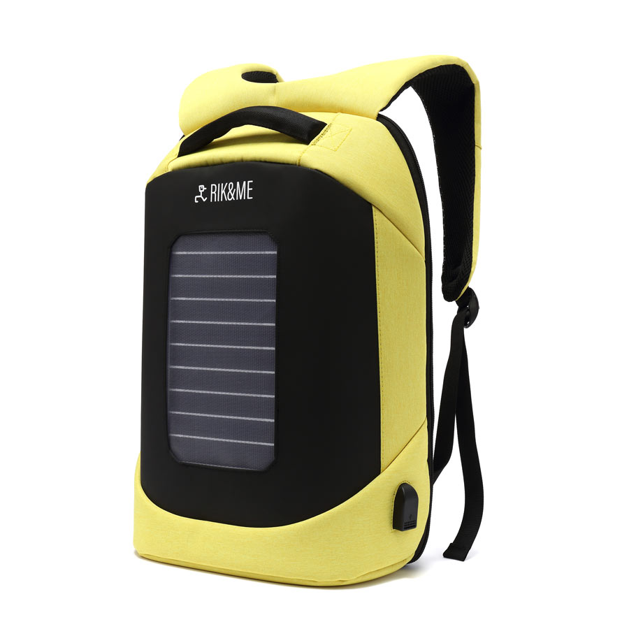 Mochila-Solar-Lateral mochila antirrobo con placa solar