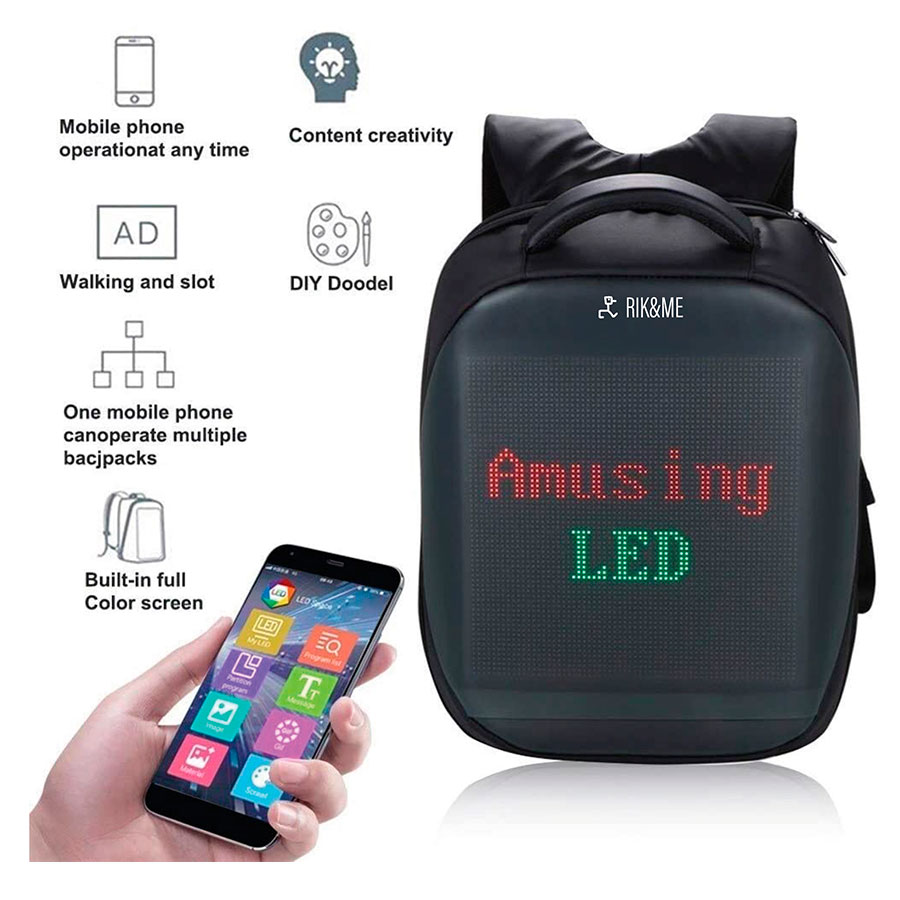 backpack-led-control mochila usb led con app en movil